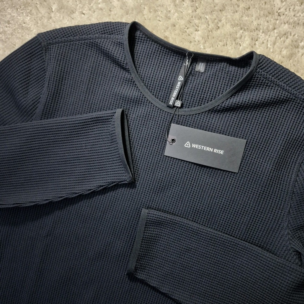 Western Rise Venture Shirt Black Mens Large Waffle Knit Performance Outdoor New